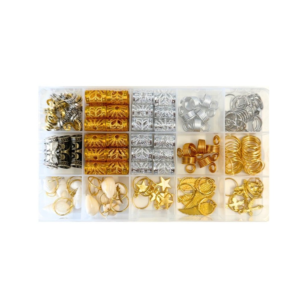 Lettikorut 159kpl - hiuskoristeet letteihin ja rastoihin - Kuituhiukset.fi